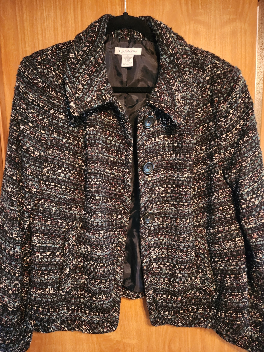 Liz Claiborne Women's Multicolor Tweed Button-Up Jacket